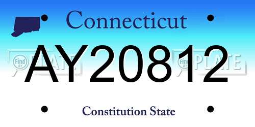 AY20812 Connecticut License Plate