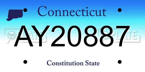 AY20887 Connecticut License Plate