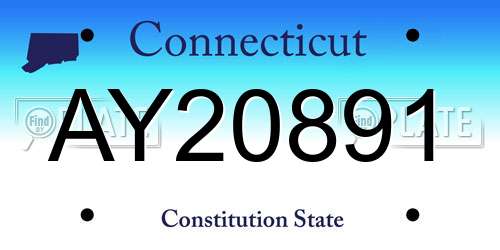 AY20891 Connecticut License Plate