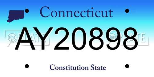 AY20898 Connecticut License Plate