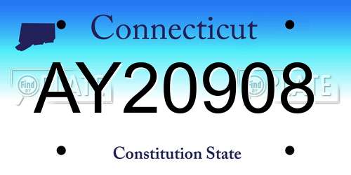 AY20908 Connecticut License Plate