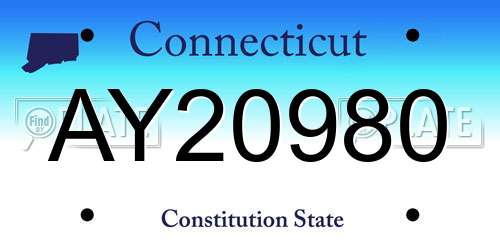 AY20980 Connecticut License Plate