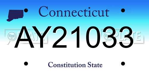 AY21033 Connecticut License Plate