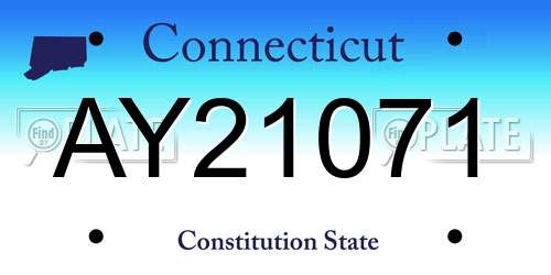 AY21071 Connecticut License Plate