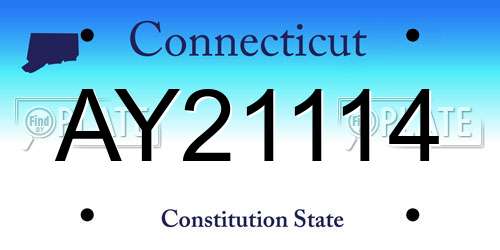 AY21114 Connecticut License Plate