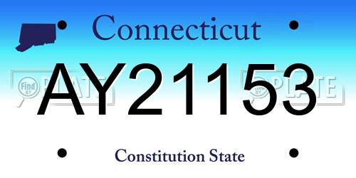 AY21153 Connecticut License Plate