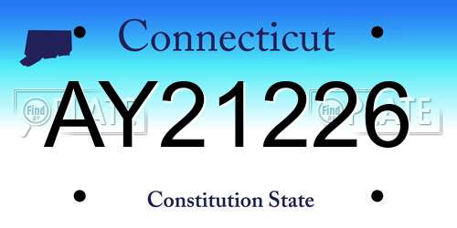AY21226 Connecticut License Plate