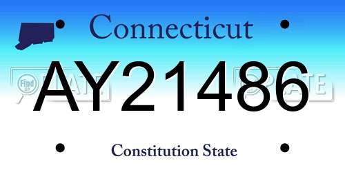 AY21486 Connecticut License Plate