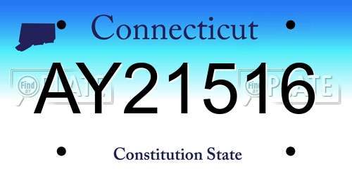 AY21516 Connecticut License Plate