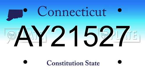 AY21527 Connecticut License Plate