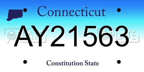 AY21563 Connecticut License Plate