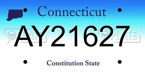 AY21627 Connecticut License Plate