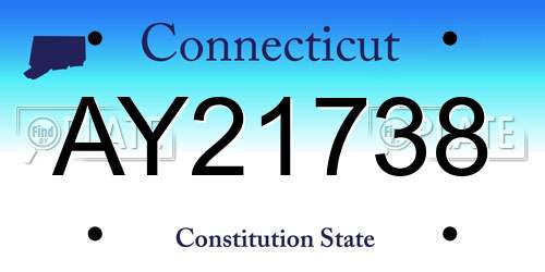 AY21738 Connecticut License Plate