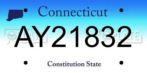 AY21832 Connecticut License Plate