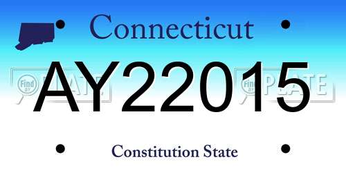 AY22015 Connecticut License Plate