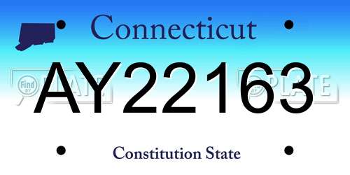 AY22163 Connecticut License Plate