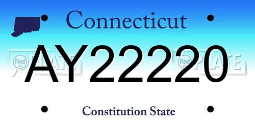 AY22220 Connecticut License Plate