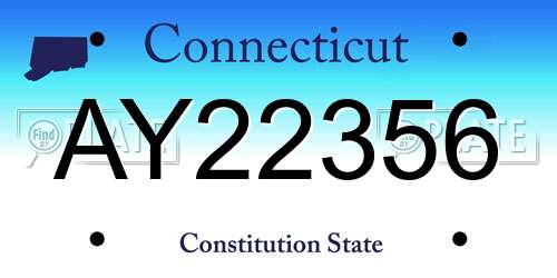 AY22356 Connecticut License Plate