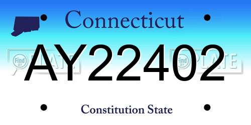 AY22402 Connecticut License Plate