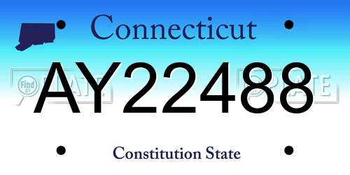 AY22488 Connecticut License Plate