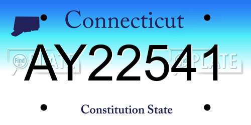 AY22541 Connecticut License Plate