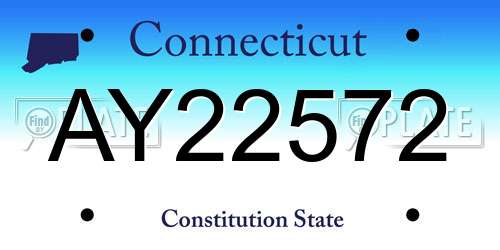 AY22572 Connecticut License Plate