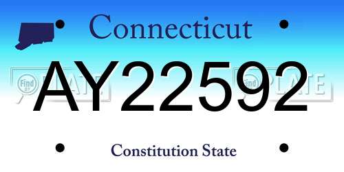 AY22592 Connecticut License Plate