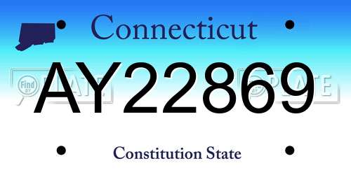 AY22869 Connecticut License Plate