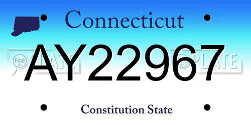 AY22967 Connecticut License Plate