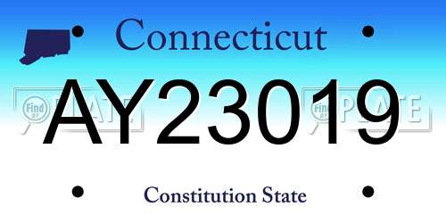 AY23019 Connecticut License Plate