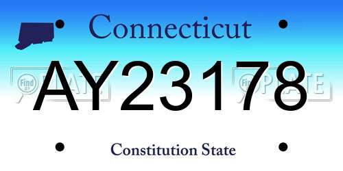 AY23178 Connecticut License Plate
