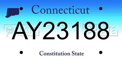 AY23188 Connecticut License Plate