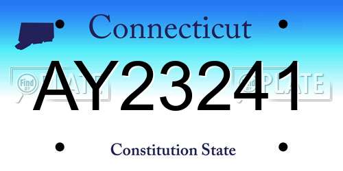 AY23241 Connecticut License Plate