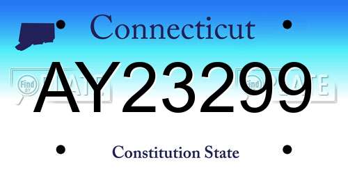 AY23299 Connecticut License Plate