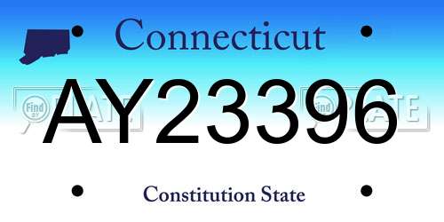AY23396 Connecticut License Plate