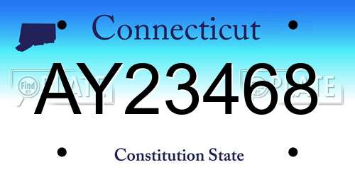 AY23468 Connecticut License Plate