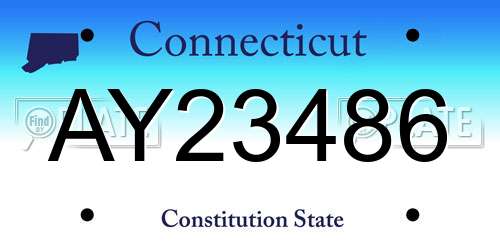 AY23486 Connecticut License Plate