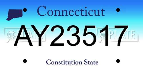 AY23517 Connecticut License Plate