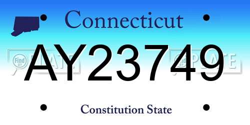 AY23749 Connecticut License Plate