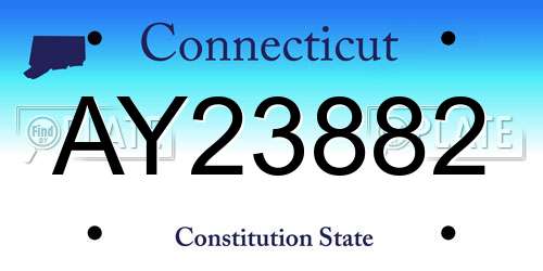 AY23882 Connecticut License Plate