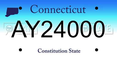 AY24000 Connecticut License Plate