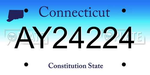 AY24224 Connecticut License Plate
