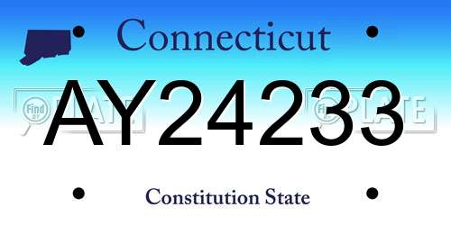 AY24233 Connecticut License Plate