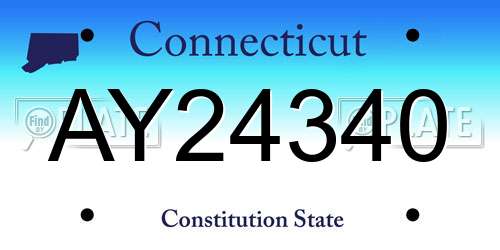 AY24340 Connecticut License Plate
