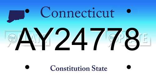 AY24778 Connecticut License Plate