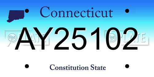 AY25102 Connecticut License Plate