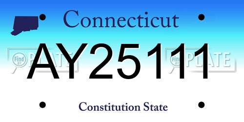 AY25111 Connecticut License Plate