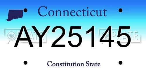 AY25145 Connecticut License Plate