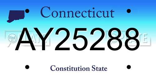 AY25288 Connecticut License Plate