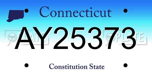 AY25373 Connecticut License Plate